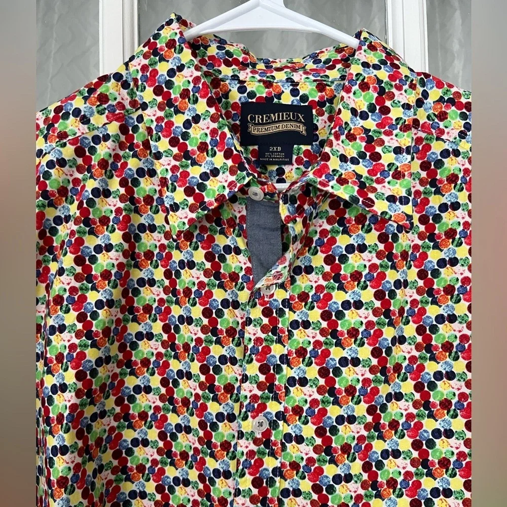 Cremieux Men’s 2XB Cotton Button Up Shirt Short Sleeve Colorful Lightweight - Picture 12 of 12